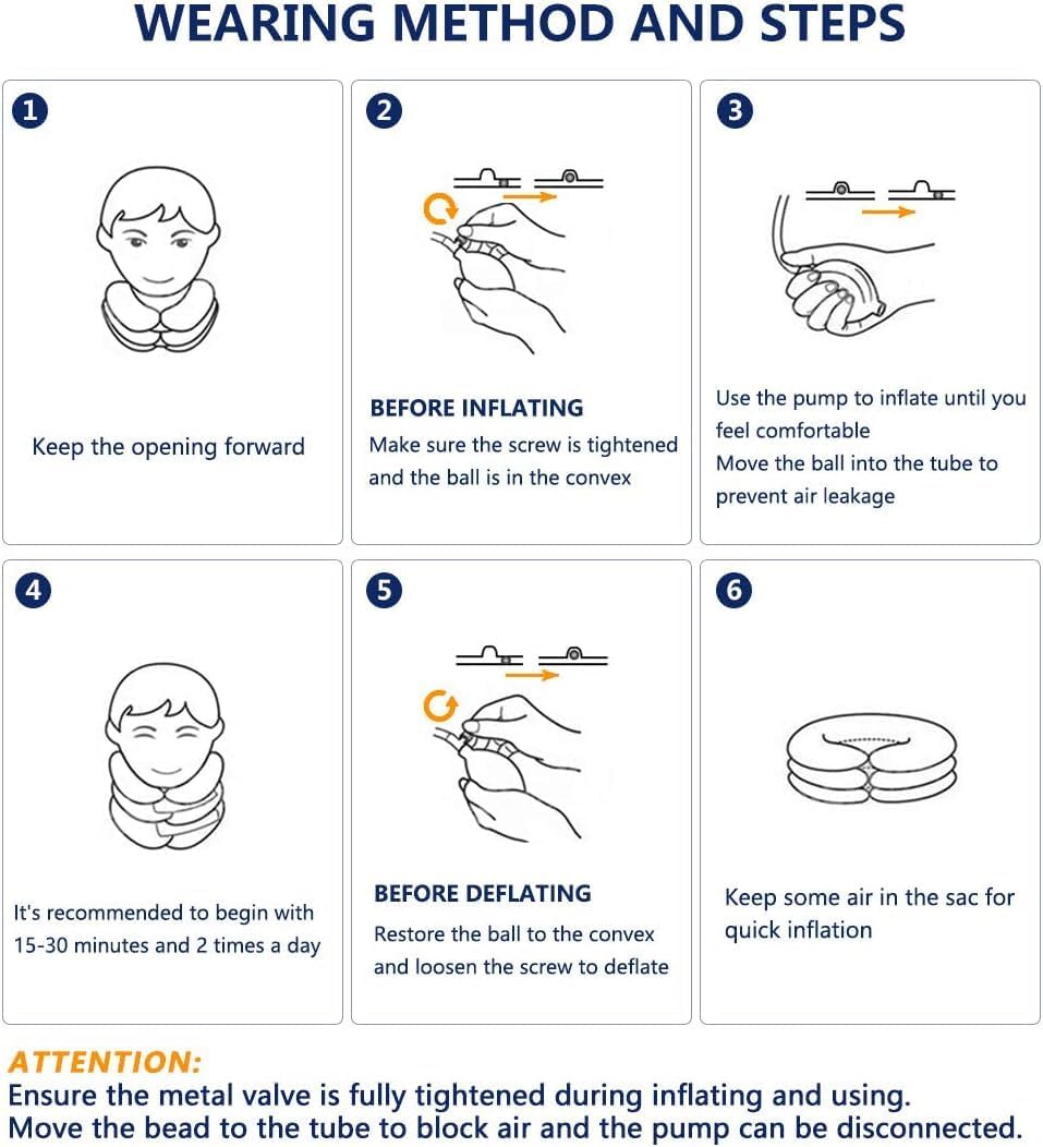 S Cervical Neck Traction Device for Instant Neck Pain Relief - Inflatable & Adjustable Neck Stretcher Neck Support Brace, Neck Traction Pillow for Home Use Neck Decompression (Classic Gray)