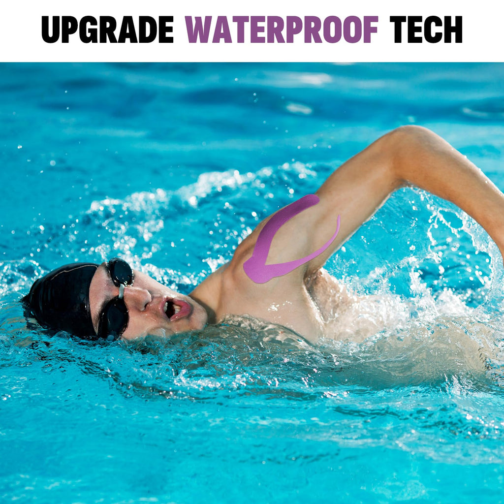 5 Rolls Kinesiology Tape, 2 inch x 16.4 Feet Waterproof Athletic Tape, Uncut Kinetic Tape, Muscle Tape, Sports Tape, Knee Tape for Exercise and Daily Use - Black