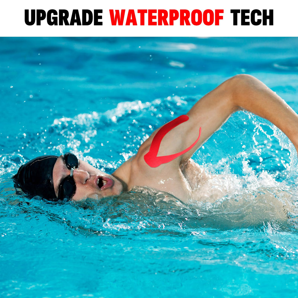 5 Rolls Kinesiology Tape, 2 inch x 16.4 Feet Waterproof Athletic Tape, Uncut Kinetic Tape, Muscle Tape, Sports Tape, Knee Tape for Exercise and Daily Use - Black