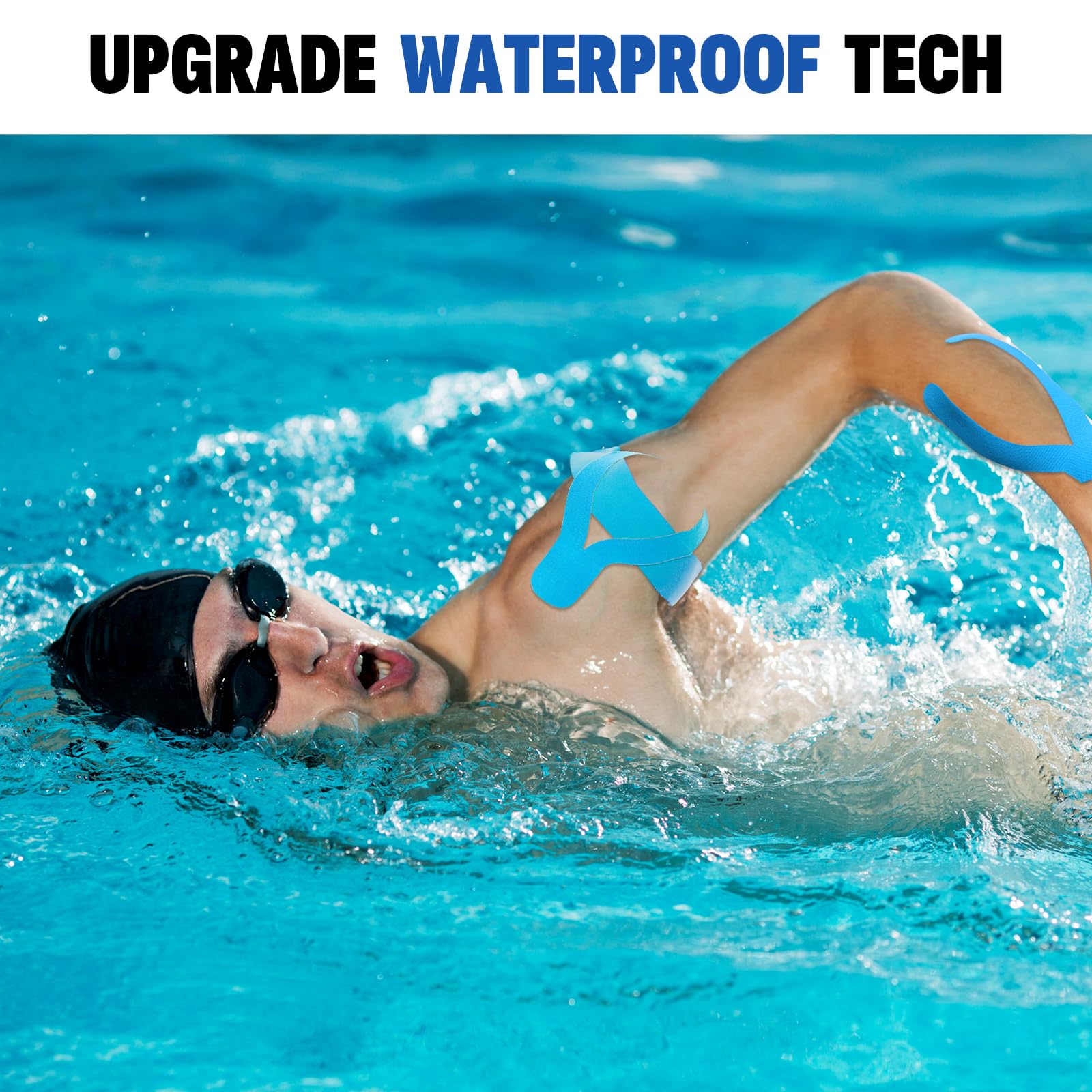 5 Rolls Kinesiology Tape, 2 inch x 16.4 Feet Waterproof Athletic Tape, Uncut Kinetic Tape, Muscle Tape, Sports Tape, Knee Tape for Exercise and Daily Use - Black