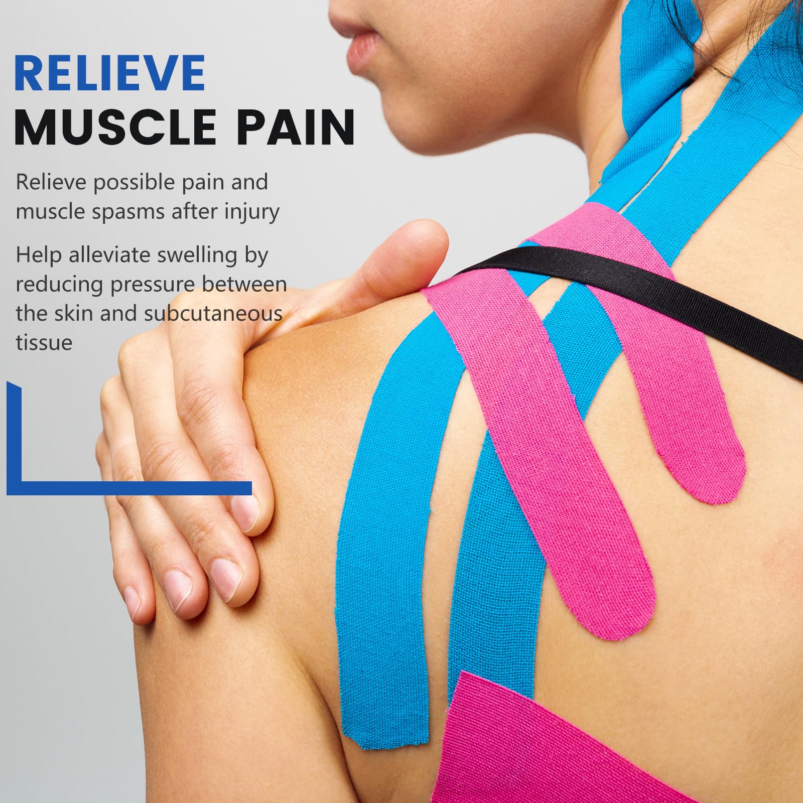 5 Rolls Kinesiology Tape, 2 inch x 16.4 Feet Waterproof Athletic Tape, Uncut Kinetic Tape, Muscle Tape, Sports Tape, Knee Tape for Exercise and Daily Use - Black